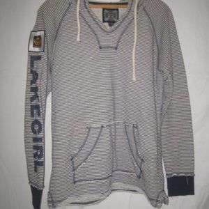 Lake Girl Striped Hoodie Sweatshirt Women's S